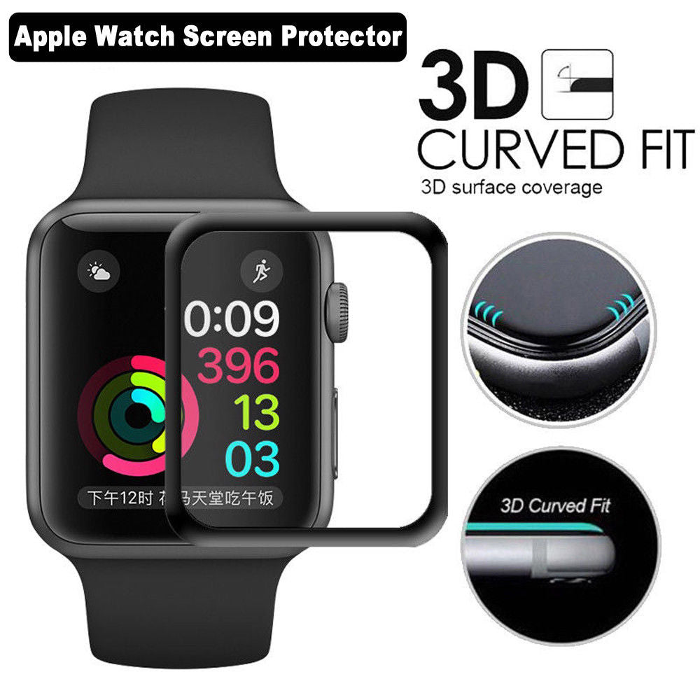 (2 Pack) Curved Full Coverage Tempered Glass Screen Protector for Apple Watch Series 1 to 9 (2 Pack) Curved Full Coverage Tempered Glass Screen Protector for Apple Watch Series 1 to 9